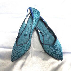 ❤️Size 7 ROTHYS The Loafer Green Black Blue Print Ballet Flats Shoes